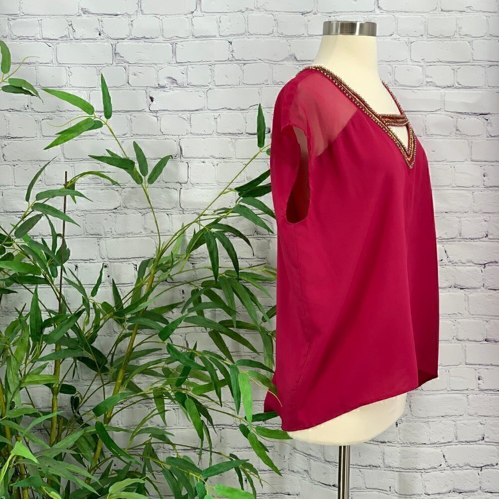 Madison Marcus Silk Fuchsia Sleeveless Top - Picture 2 of 6